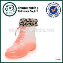 sexy rain boot cheap women rubber rain boots with fur ling/B-817